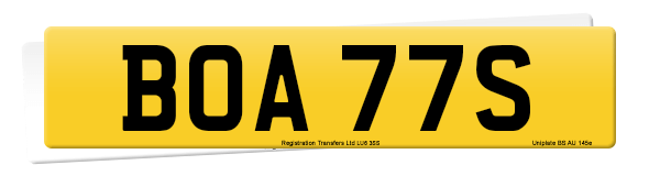 Registration number BOA 77S